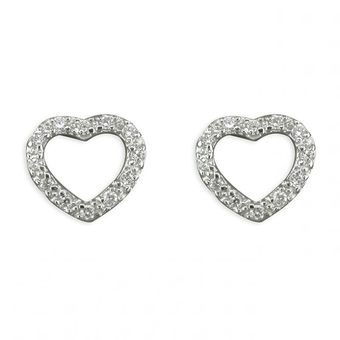 Lowry Sterling Silver SILVER CZ HEART EARRING