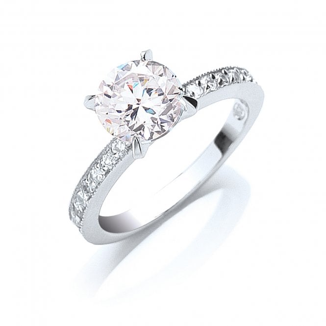Lowry Sterling Silver Silver Cz Ring