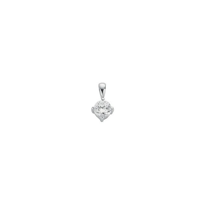 Lowry Sterling Silver Silver Cz Solitaire Pendant & Chain