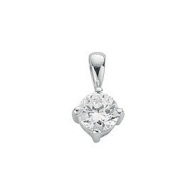 Silver Cz Solitaire Pendant & Chain