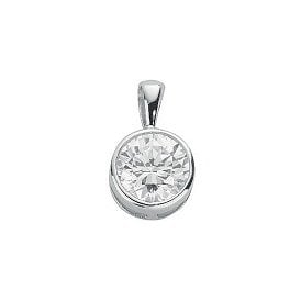Silver Cz Solitaire Pendant & Chain