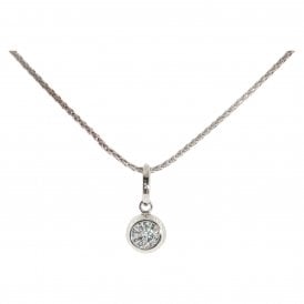 Silver Cz Solitaire Pendant & Chain