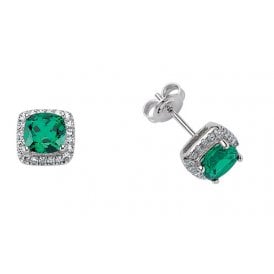 Silver Emer & Cz Cluster Studs