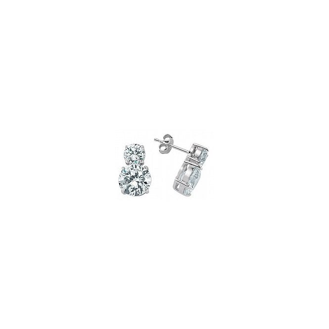 Lowry Sterling Silver Silver Fancy Cz Earrings