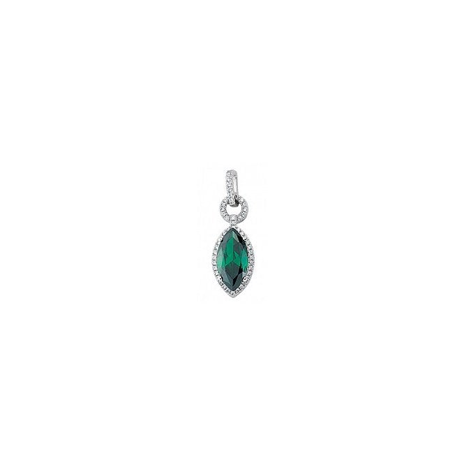 Lowry Sterling Silver Silver Fancy Cz & Emer Pendant & Chain