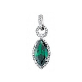 Silver Fancy Cz & Emer Pendant & Chain