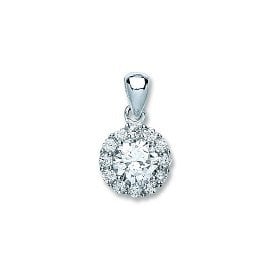 Silver Fancy Cz Pendant & Chain