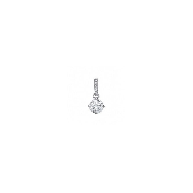 Lowry Sterling Silver Silver Fancy Cz Pendant & Chain