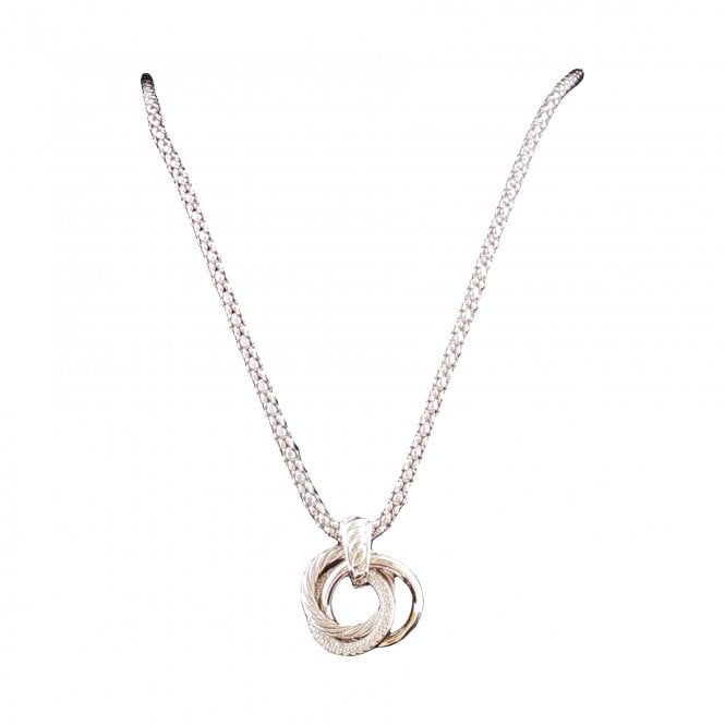 Lowry Sterling Silver Silver Fancy Cz Pendant & Chain