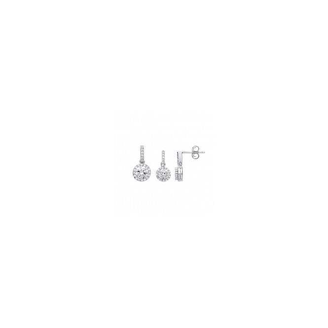 Lowry Sterling Silver Silver Fancy Cz Pendant & Earring Set