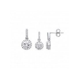 Silver Fancy Cz Pendant & Earring Set
