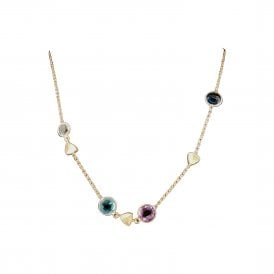 Silver Fancy Gold Plated Multi Stone Necklace