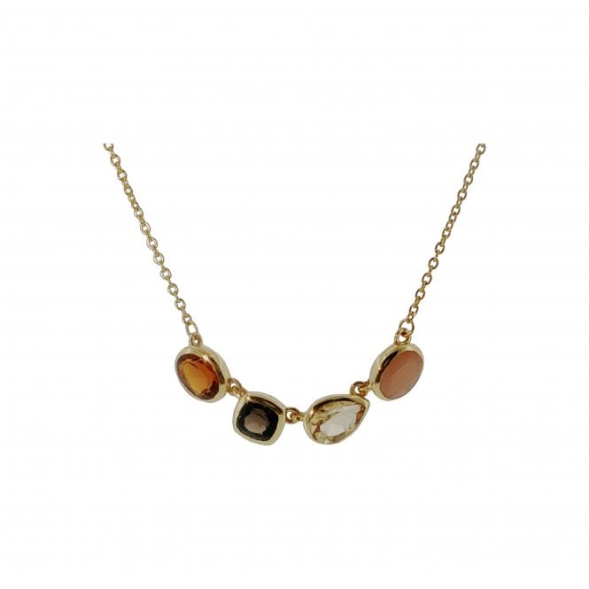 Lowry Sterling Silver Silver Fancy Gold Plated Multi Stone Necklet