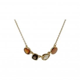Silver Fancy Gold Plated Multi Stone Necklet
