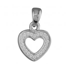 Silver Fancy Heart Cz Pendant & Chain
