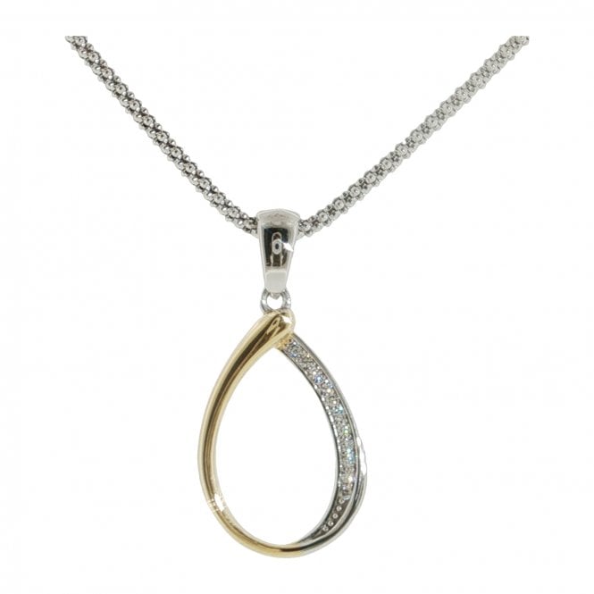 Lowry Sterling Silver Silver Fancy Two Colour Pendant & Chain