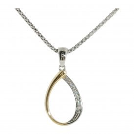 Silver Fancy Two Colour Pendant & Chain