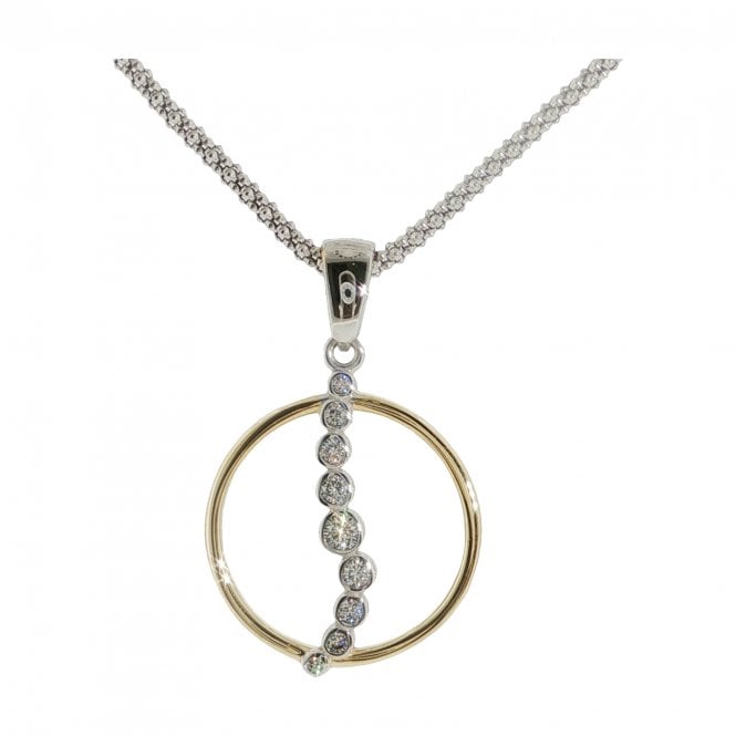Lowry Sterling Silver Silver Fancy Two Colour Pendant & Chain