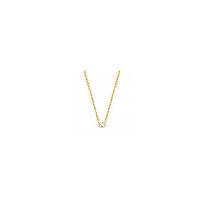 Lowry Sterling Silver Silver Gold Plated Cz Necklet