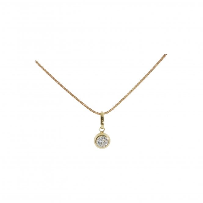 Lowry Sterling Silver Silver Gold Plated Cz Solitaire Pendant & Chain