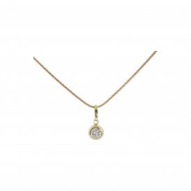 Silver Gold Plated Cz Solitaire Pendant & Chain