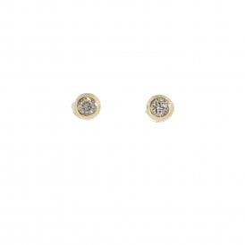 Silver Gold Plated Cz Stud Earrings