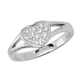 Silver Heart Cz Ring