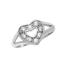 Silver Heart Cz Ring
