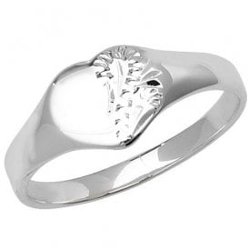 Silver Heart Signet Ring