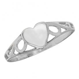 Silver Heart Signet Ring