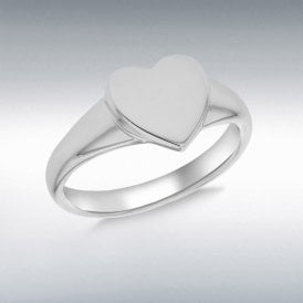 Silver Heart Signet Ring