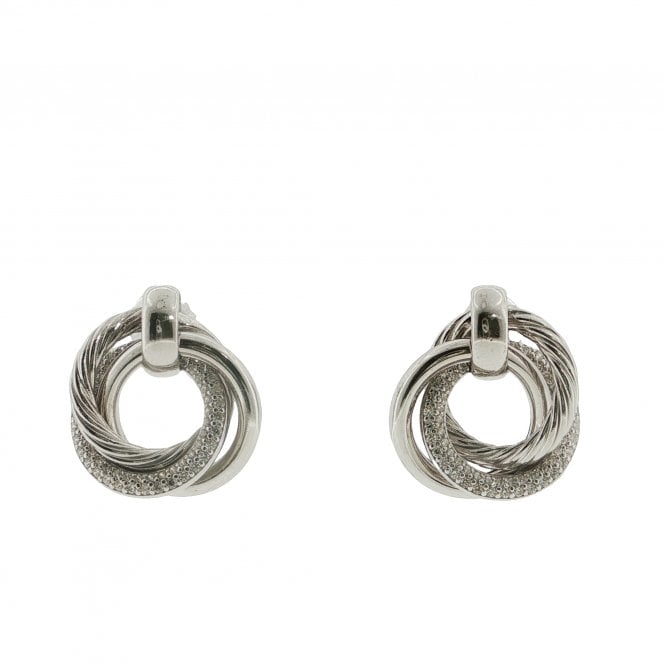 Lowry Sterling Silver Silver Large Fancy Cz Knot Earrings