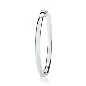 Silver Plain Oval Hinged Bangle