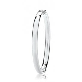 Silver Plain Oval Hinged Bangle