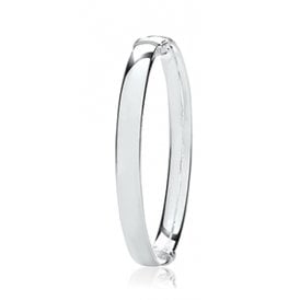Silver Plain Oval Hinged Bangle