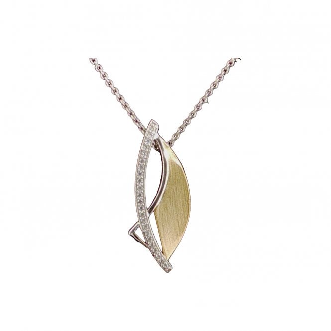 Lowry Sterling Silver Silver Two Colour Fancy Cz Pendant & Chain
