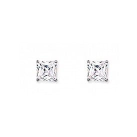 Silver5mm Cz Square Stud Earrings