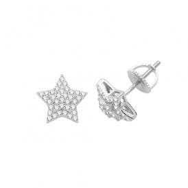 Sterling CZ Star Stud Earrings
