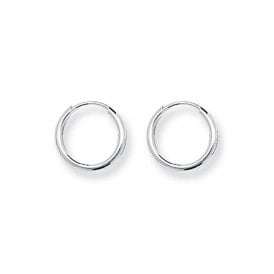 Sterling Silver 11mm Plain Hoops