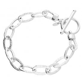 Sterling Silver 21cm Fancy T-Bar Bracelet