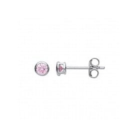 Sterling Silver 3mm Pink CZ Stud Earrings