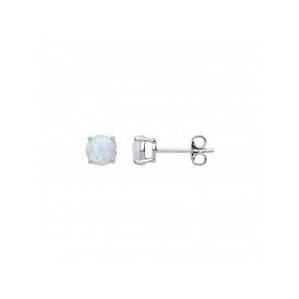 Sterling Silver 5mm Opal Stud Earrings