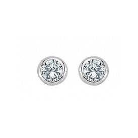 Sterling Silver 5mm Rub Over Cz Stud Earrings