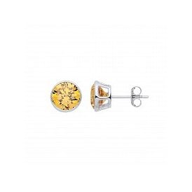 Sterling Silver 5mm Topaz Citrine Earrings