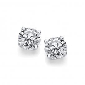 Sterling Silver 6mm CZ Stud Earrings
