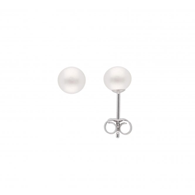 Lowry Sterling Silver Sterling Silver 6mm flat Pearl Stud Earrings