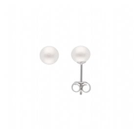 Sterling Silver 6mm flat Pearl Stud Earrings
