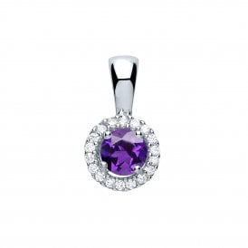 Sterling Silver Amy & Cz Pendant & Chain