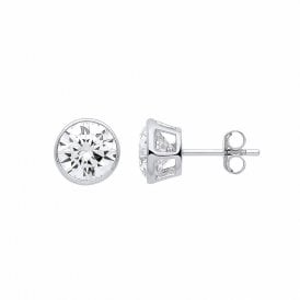 Sterling Silver April Birthstone 5mm Stud Earrings
