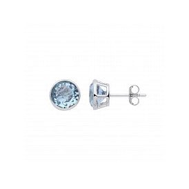 Sterling Silver Aqua Stud Earrings